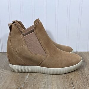 🆕️Sorel Out N About Tan Suede Slip-on Womens Wedge